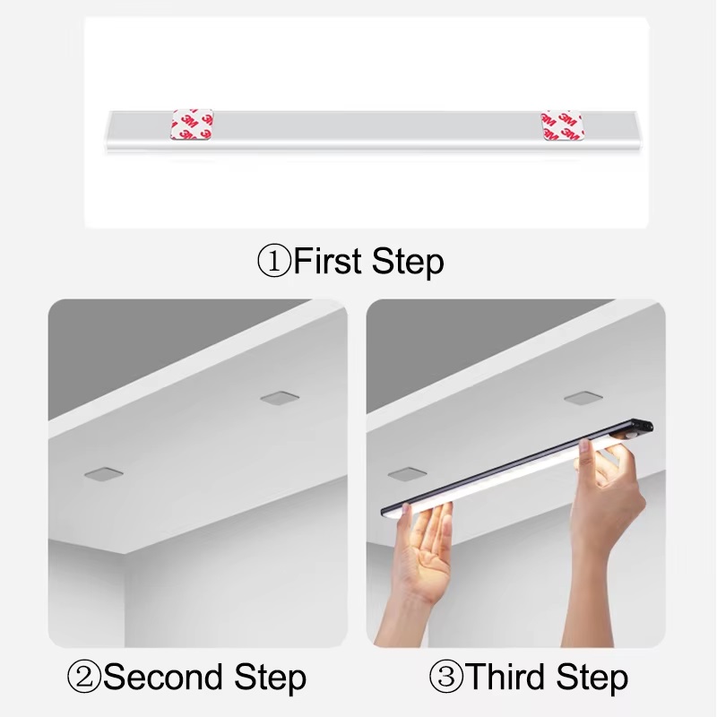 Rechargeable Cabinet Lights install step