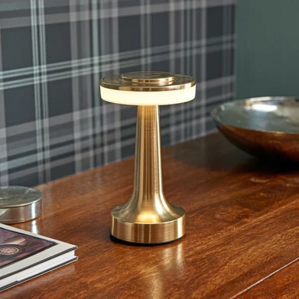 cordless metal desk lamp gold color
